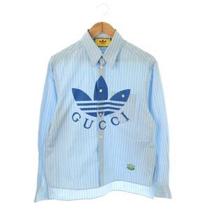 Gucci X Adidas Striped Shirt Stencolor Logo Print 15+ Light Blue White CX - GY57